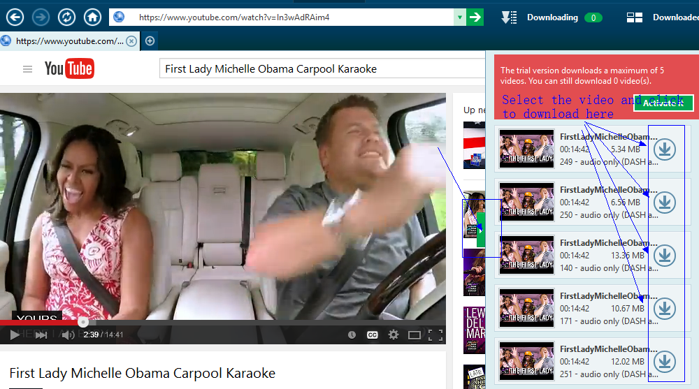 select and download First Lady Michelle Obama Carpool Karaoke